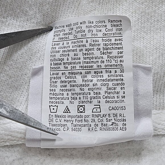 Champion Hoodie Womens XS White Graphic Print Kanga Pocket LS Reverse Weave FLAW - Picture 9 of 16